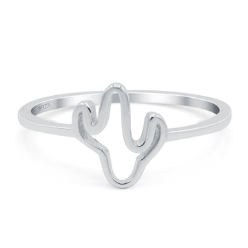 Cactus Oxidized Band Solid 925 Sterling Silver Thumb Ring (9mm)